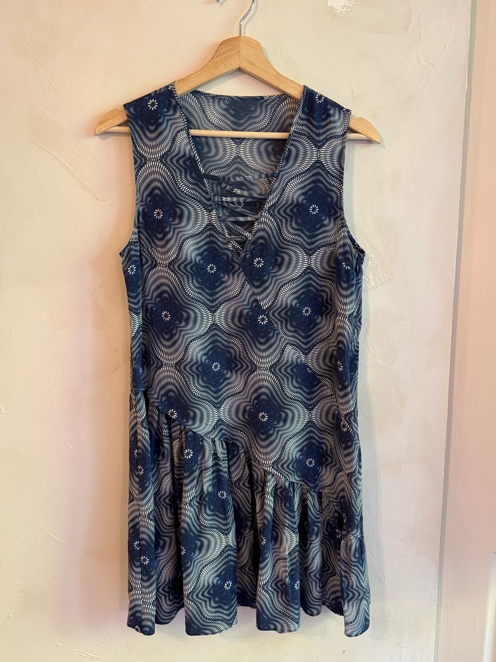 Opening Ceremony | 100% Silk | Lace-Up | Mini Dress | Navy Print